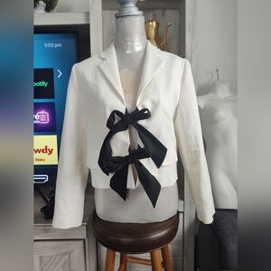 Zara White Fabric Brand Label SZ M